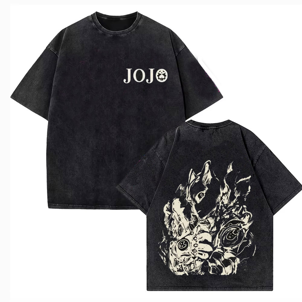 Jojo Anime Merchandise - T-shirt vintage lavata da uomo JoJo